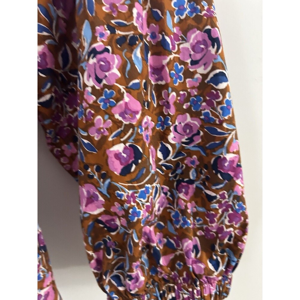 J. Crew Puff-Sleeve Popover Top shirt cottagecore floral ruffle grandma Large - Picture 5 of 9